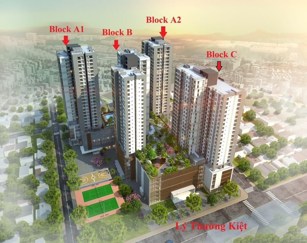 Phối cảnh tổng thể dự &aacute;n căn hộ chung cư Xi Grand Court Quận 10 từ tr&ecirc;n cao