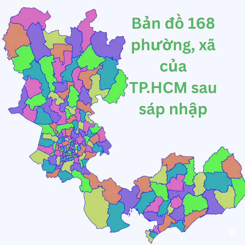 Bản đồ 168 phường xã TP.HCM sau Nghị quyết 1685, hiệu lực 1/7/2025