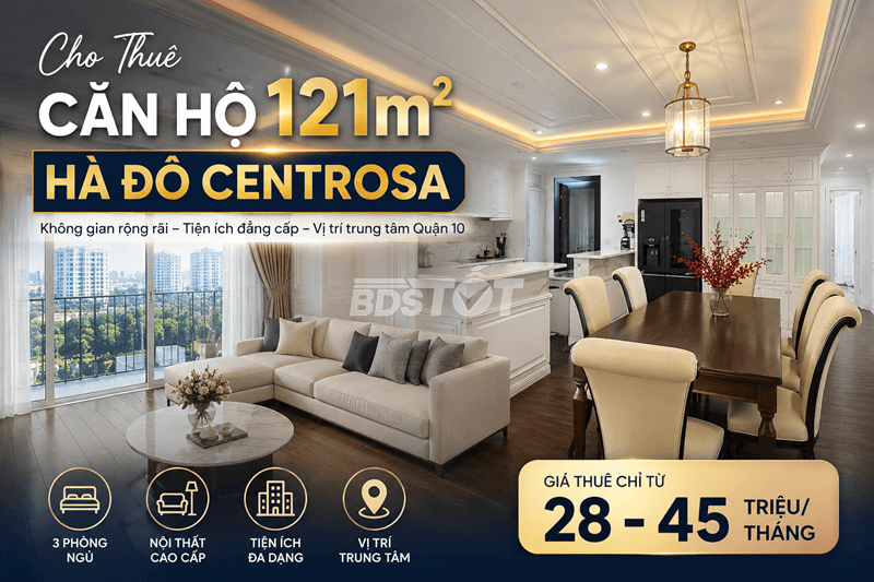 Căn hộ 121m² Hà Đô Centrosa cho thuê được bao nhiêu?