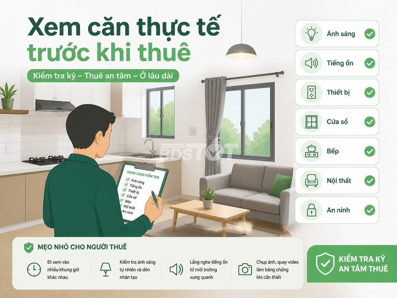 Checklist kiểm tra căn hộ trước khi thu&ecirc; chung cư