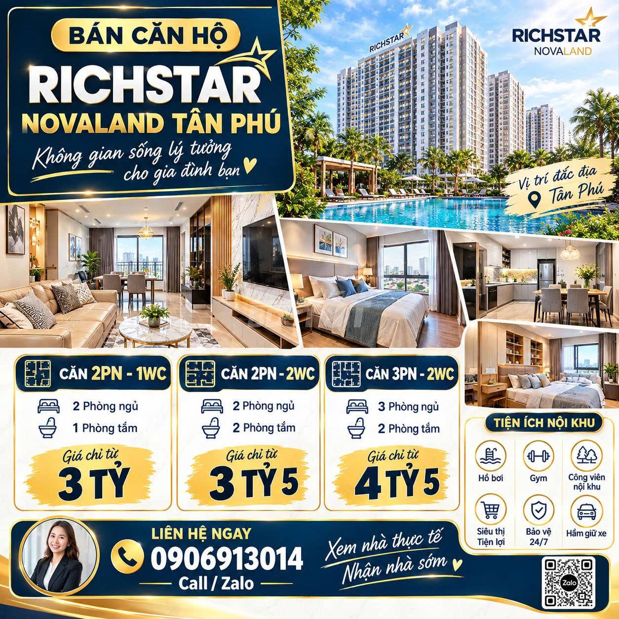 Hình ảnh thực tế căn hộ chung cư 1 phòng ngủ, 53m2, bán tại Chung Cư Richstar 2, Richstar Residence