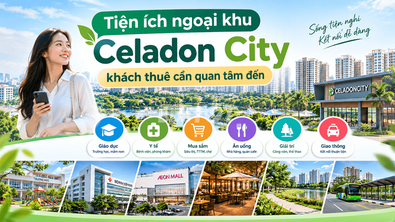 Tiện ích ngoại khu Celadon City khách thuê cần quan tâm đến