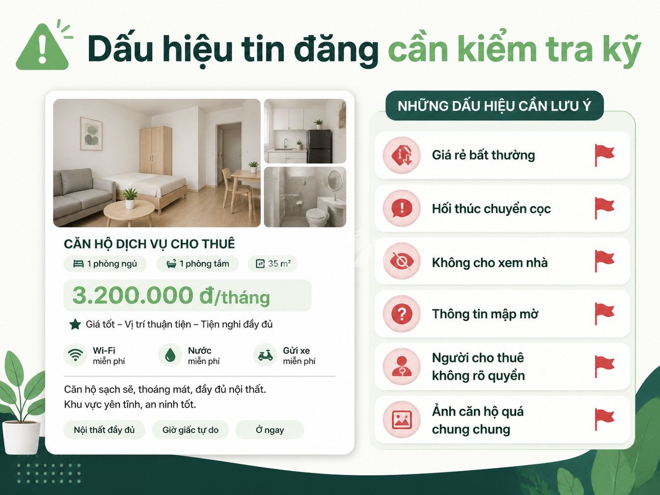 V&iacute; dụ tin đăng cho thu&ecirc; căn hộ c&oacute; dấu hiệu gi&aacute; rẻ bất thường