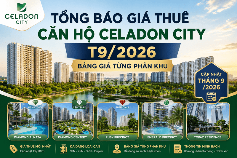 Tổng báo giá thuê căn hộ Celadon City T9/2026 Bảng giá từng phân khu