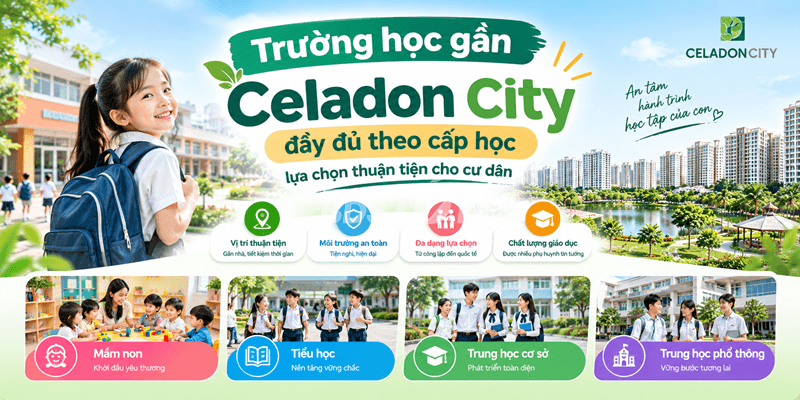 Trường học gần Celadon City đầy đủ theo cấp học lựa chọn thuận tiện cho cư dân